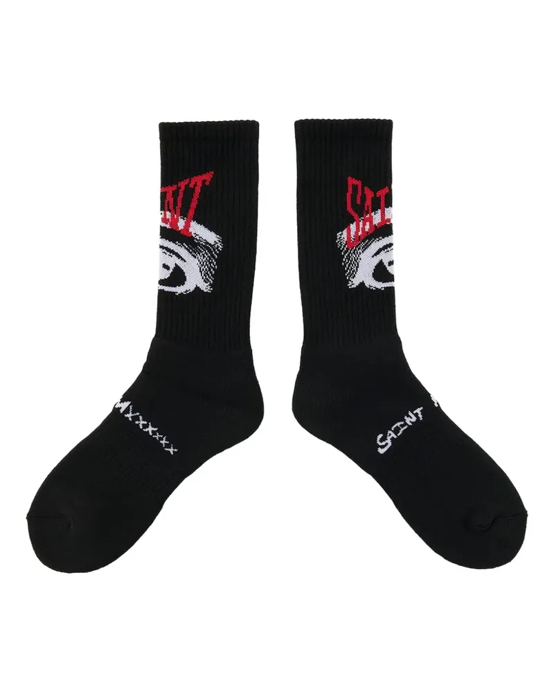 SAINT MXXXXXX Gerippte Socken - Schwarz Schwarz