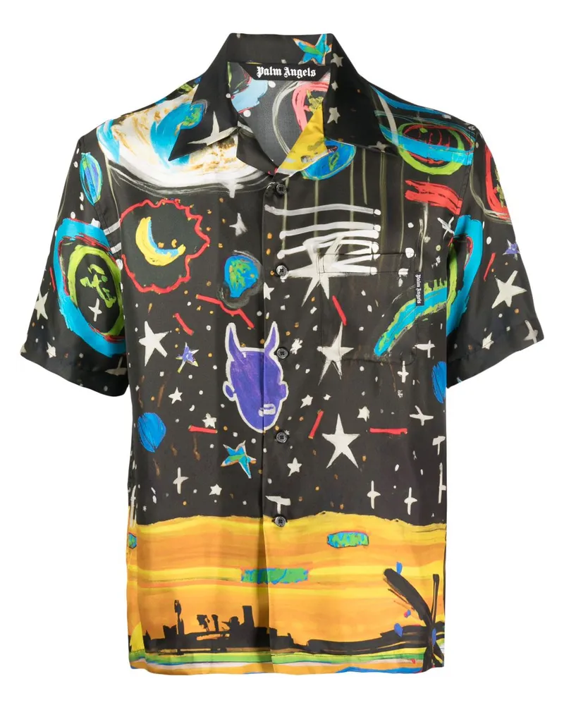 Palm Angels Starry Night Bowlinghemd Schwarz