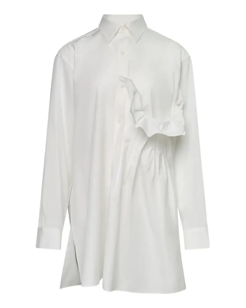 Yohji Yamamoto ruffled tucked shirt - Weiß Weiß