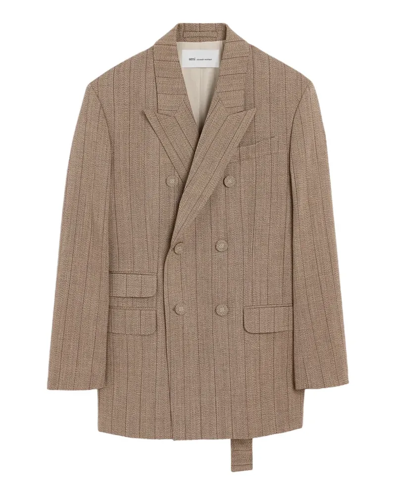 AMI Paris double-breasted striped wool blazer - Braun Braun