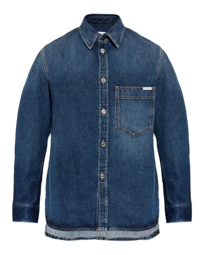 Givenchy logo-patch denim shirt - Blau Blau