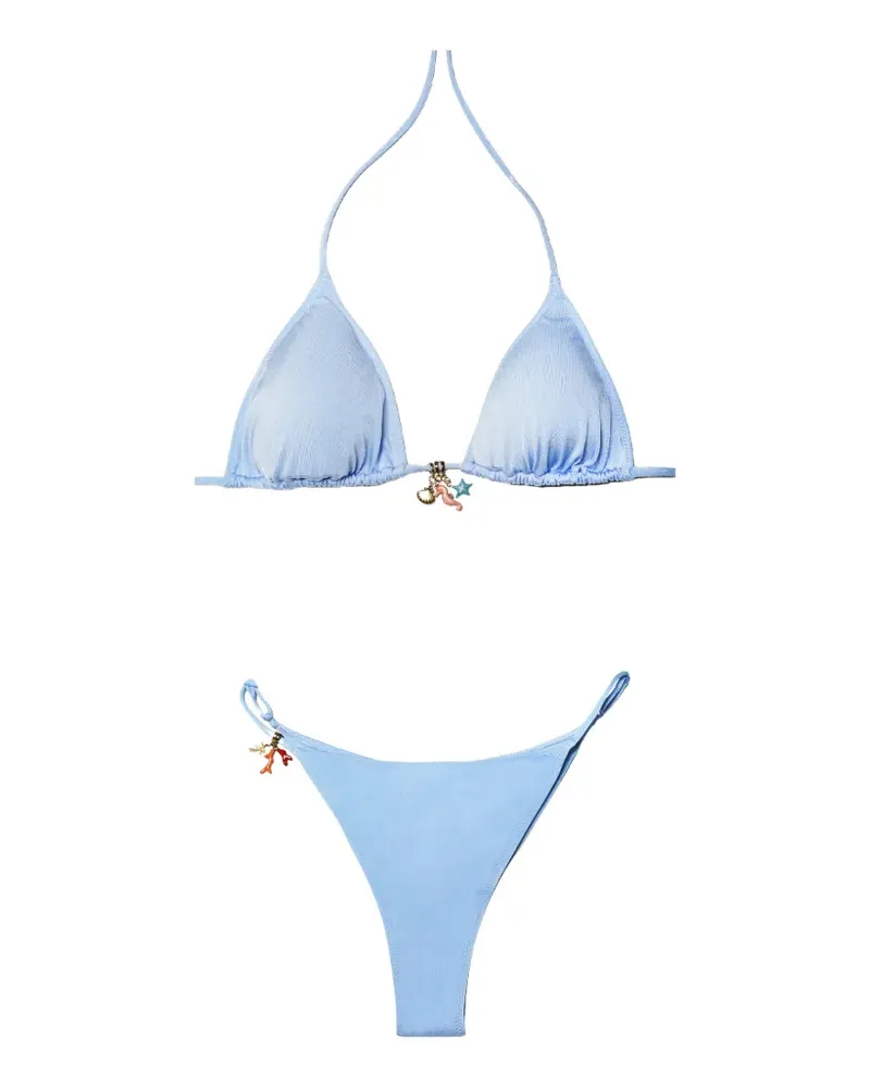 MC2 Saint Barth charm-embellished bikini - Blau Blau