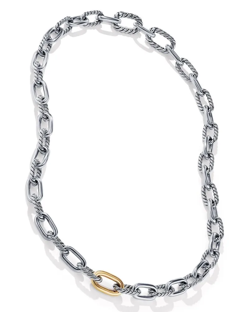 David Yurman 18kt DY Madison Gelbgold- und Silberhalskette Silber