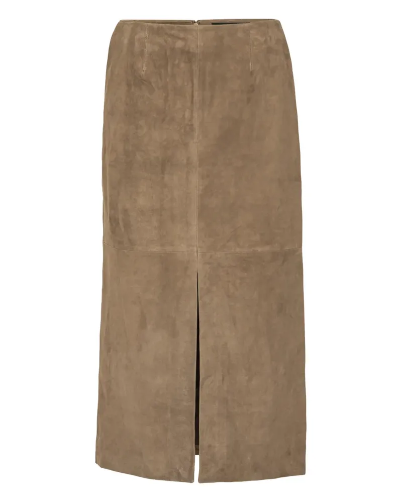 ROTATE Birger Christensen slit suede midi skirt - Braun Braun