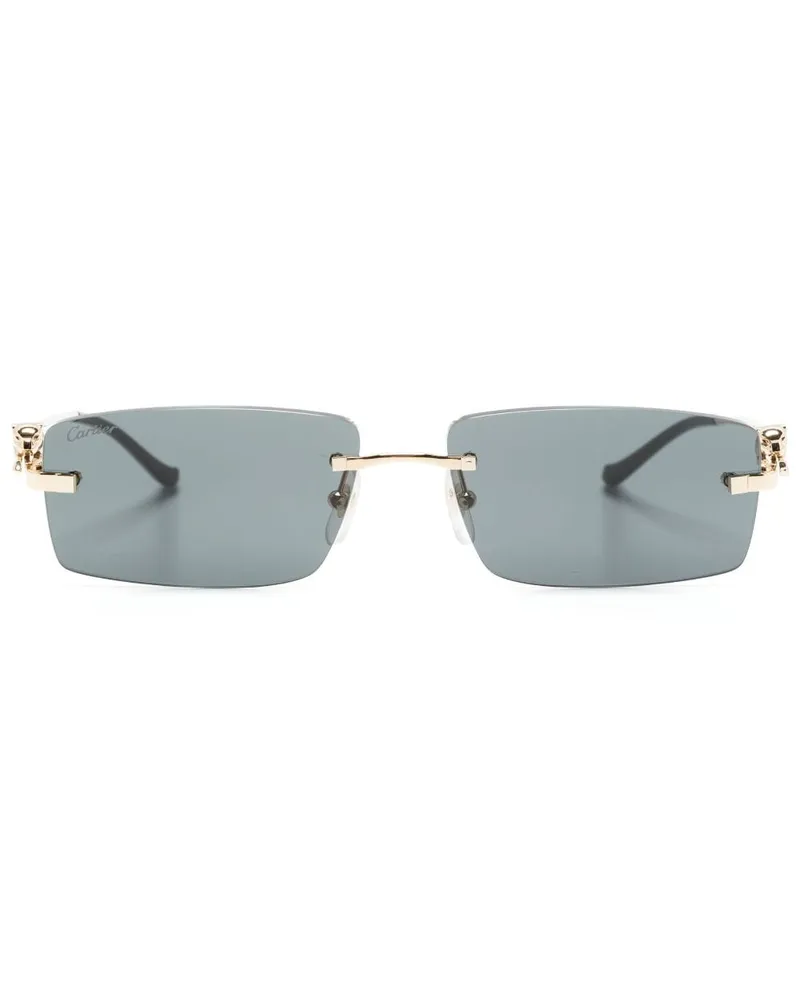 Cartier Panther Sonnenbrille mit eckigem Gestell - Gold Gold