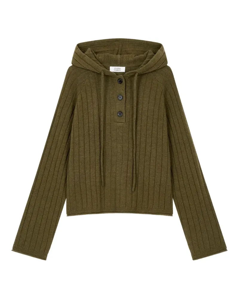 STUDIO TOMBOY ribbed-knit hoodie - Grün Grün