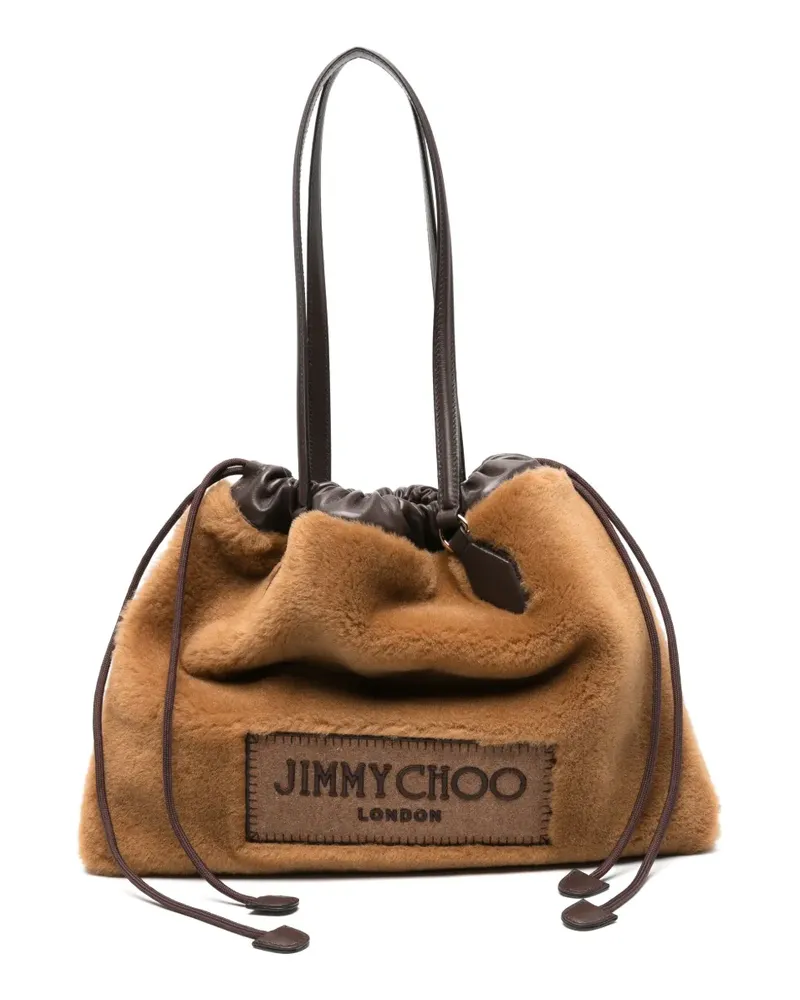 Jimmy Choo Tote Bag aus Shearling mit Kordelzug - Braun Braun