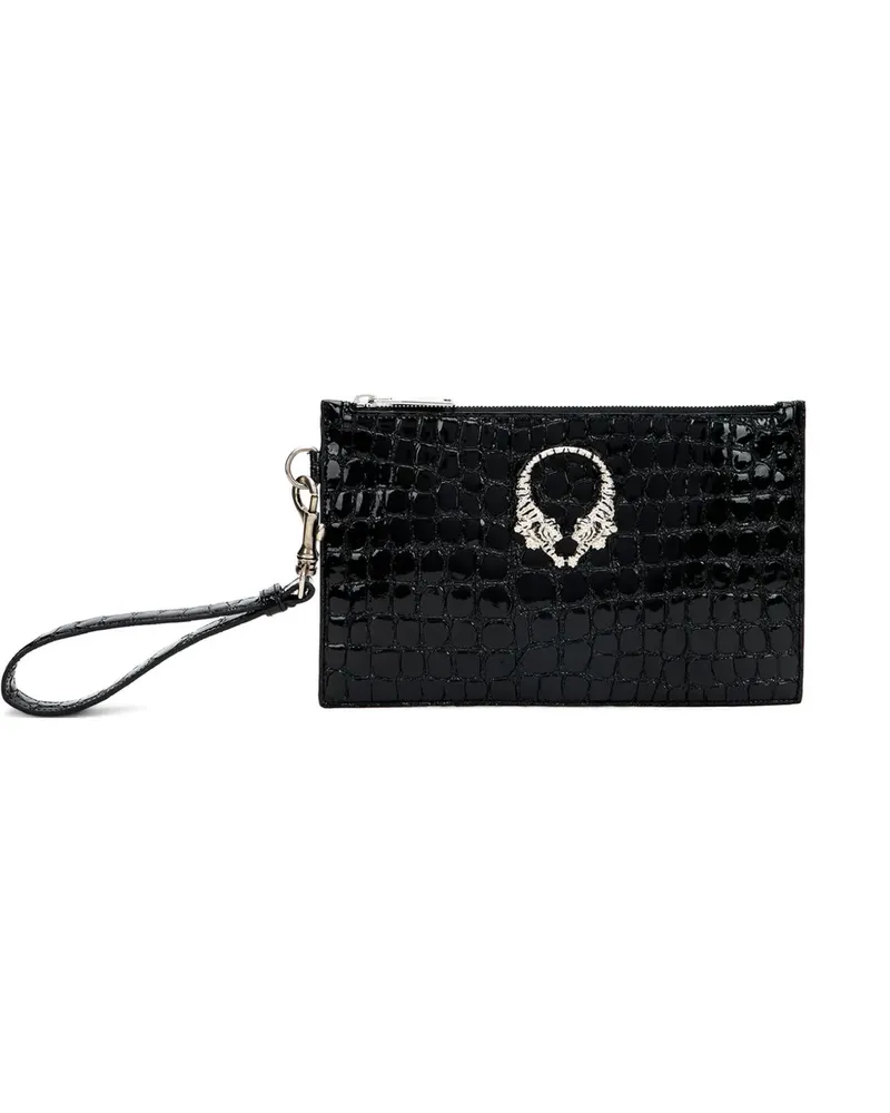 Roberto Cavalli Clutch mit Kroko-Effekt - Schwarz Schwarz