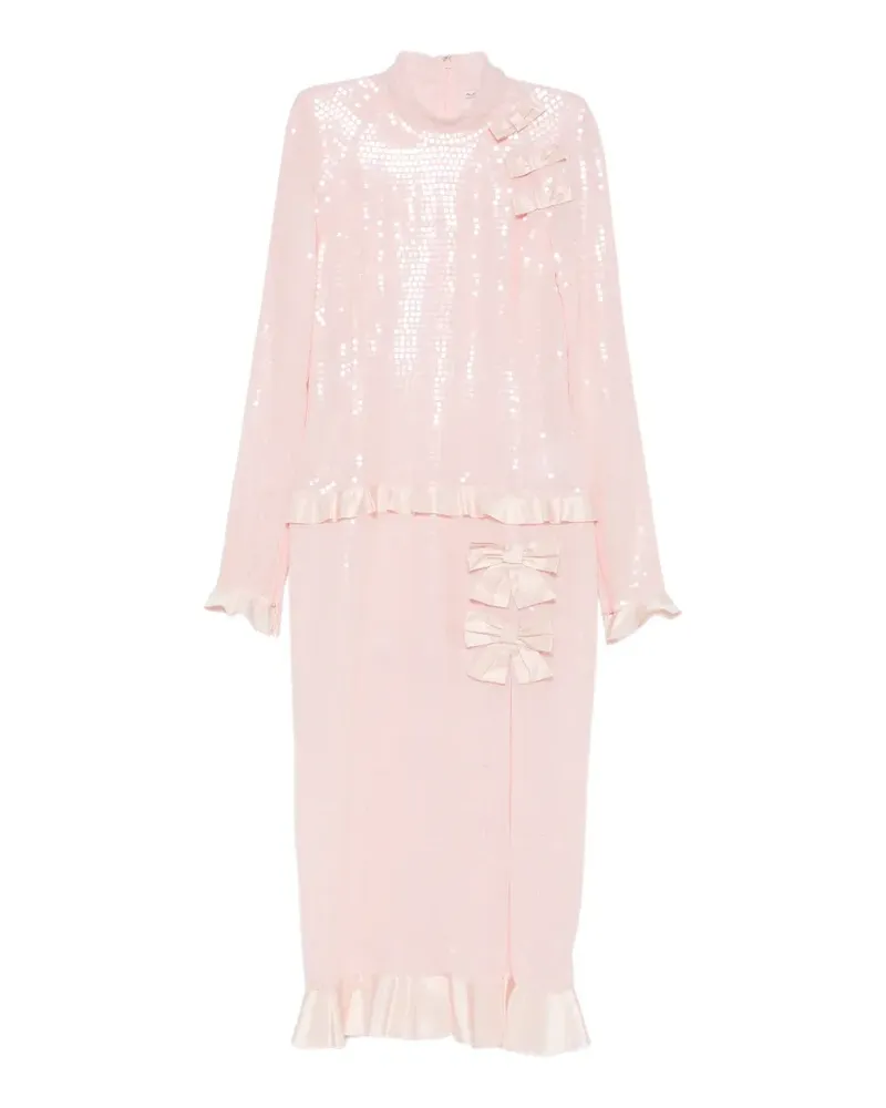 Alessandra Rich Kleid mit Pailletten und Schleife - Rosa Rosa