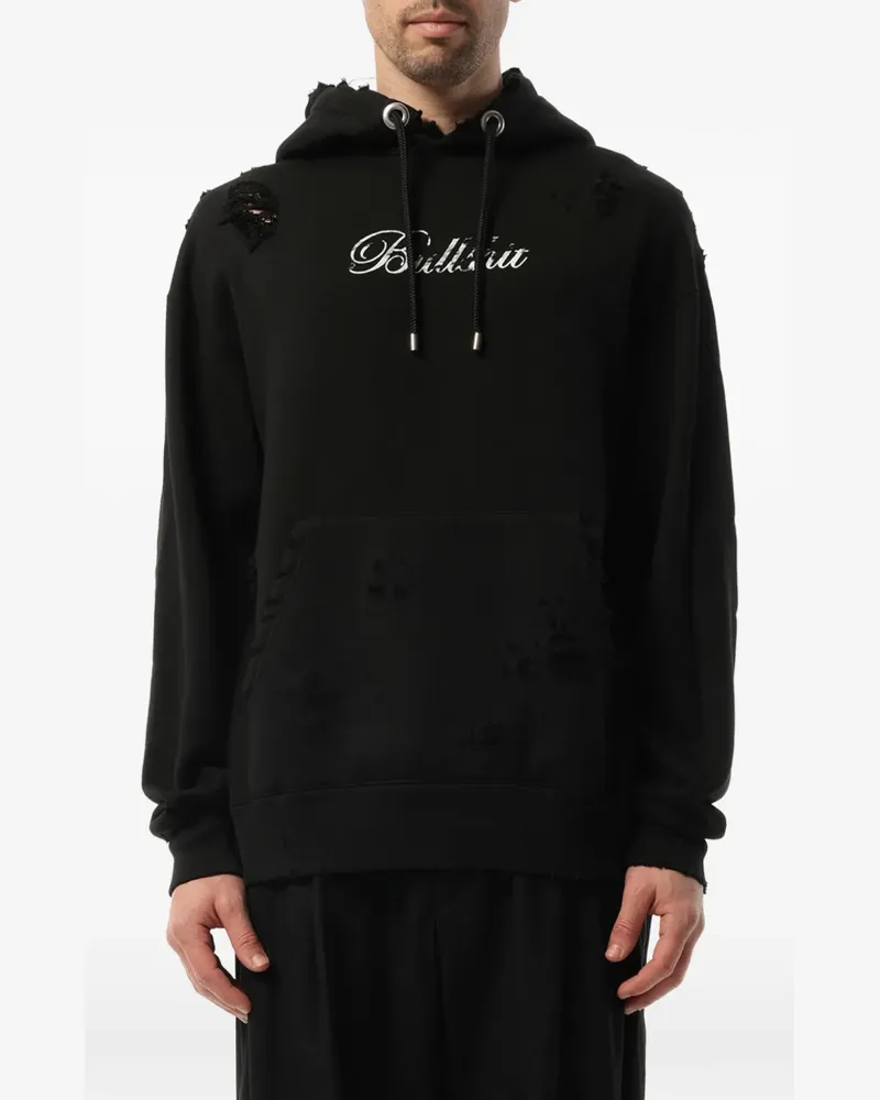 Mastermind Japan distressed logo-print hoodie - Schwarz Schwarz