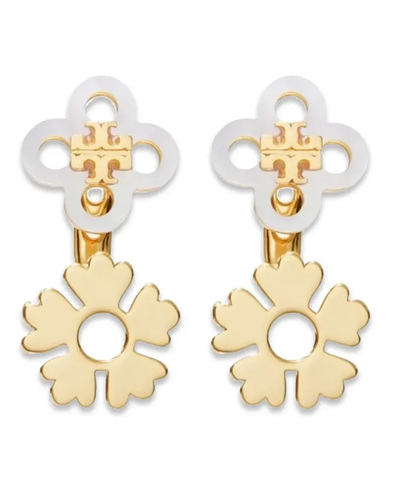 Tory Burch Double-T Ohrringe mit Blume - Gold Gold