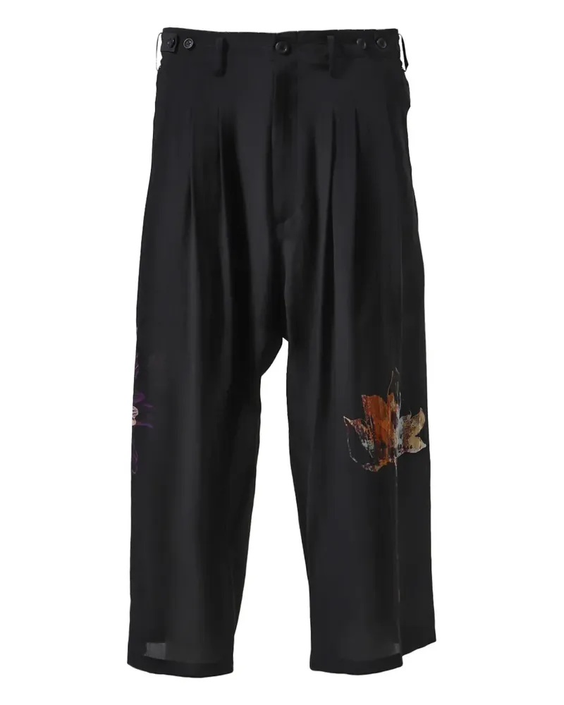 Yohji Yamamoto Wide-Leg-Hose aus Seide - Schwarz Schwarz