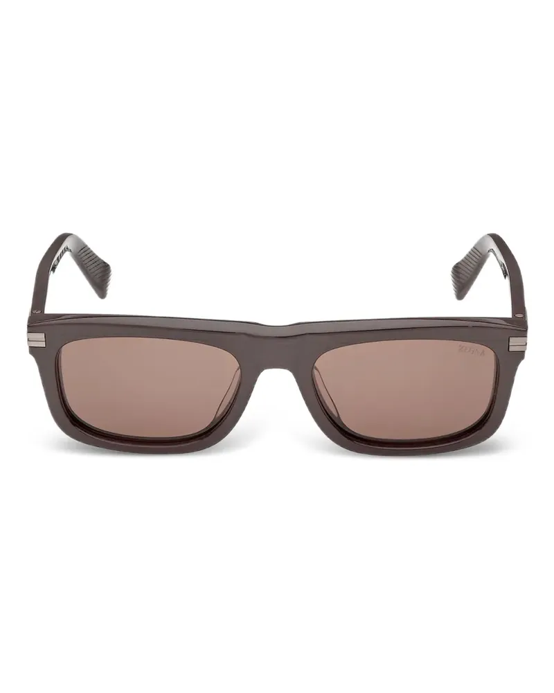Ermenegildo Zegna Sonnenbrille mit eckigem Gestell - Braun Braun