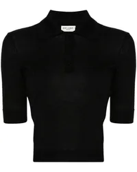 Saint Laurent Poloshirt mit Cassandre-Stickerei Schwarz