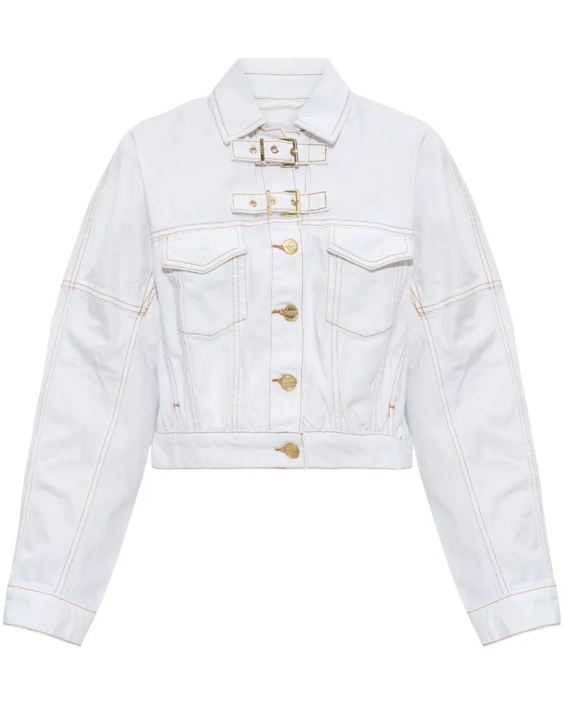 Ganni Jeansjacke mit Schnallen - Weiß Weiß