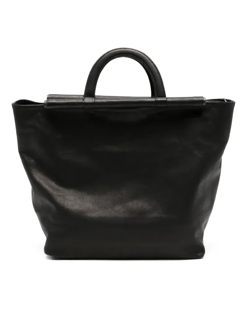 Yohji Yamamoto leather tote bag - Schwarz Schwarz