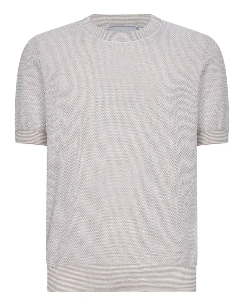 D4.0 Geripptes T-Shirt mit Streifendetail - Nude Nude