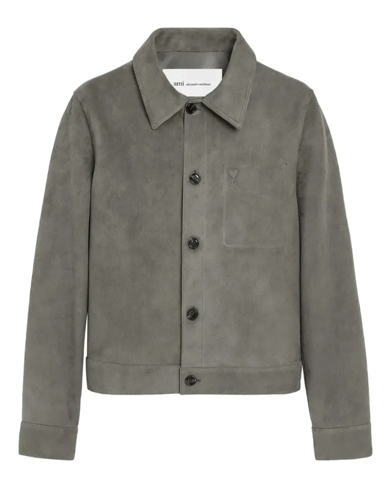 AMI Paris Geknöpfte Ami de Coeur Lederjacke - Grau Grau