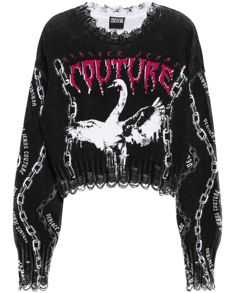 Versace Jeans Pullover mit Kettenmuster - Schwarz Schwarz