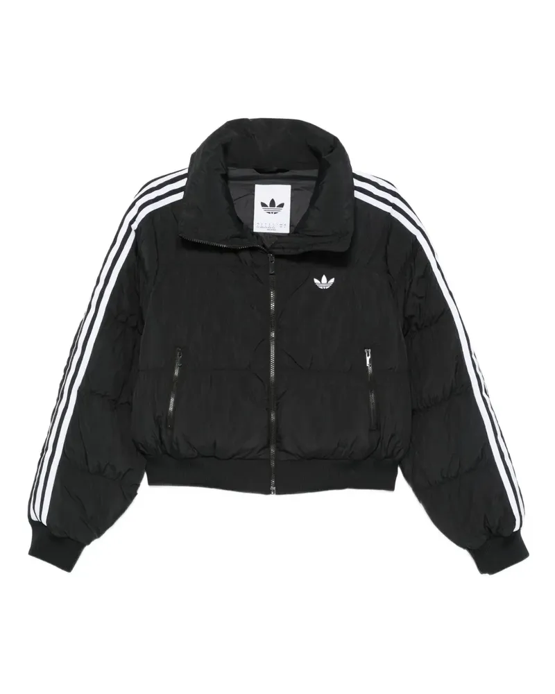 adidas Gesteppte Jacke mit drei Streifen - Schwarz Schwarz