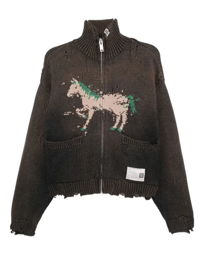 MIHARAYASUHIRO horse-embroidered cardigan - Braun Braun