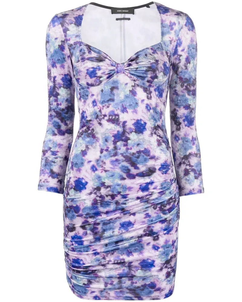 Isabel Marant Gerafftes Minikleid mit Blumen-Print - Violett Violett