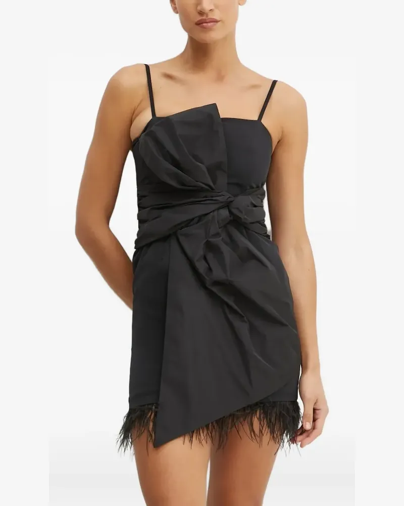 Silvian Heach Schleifen-Minikleid mit Federbesatz - Schwarz Schwarz