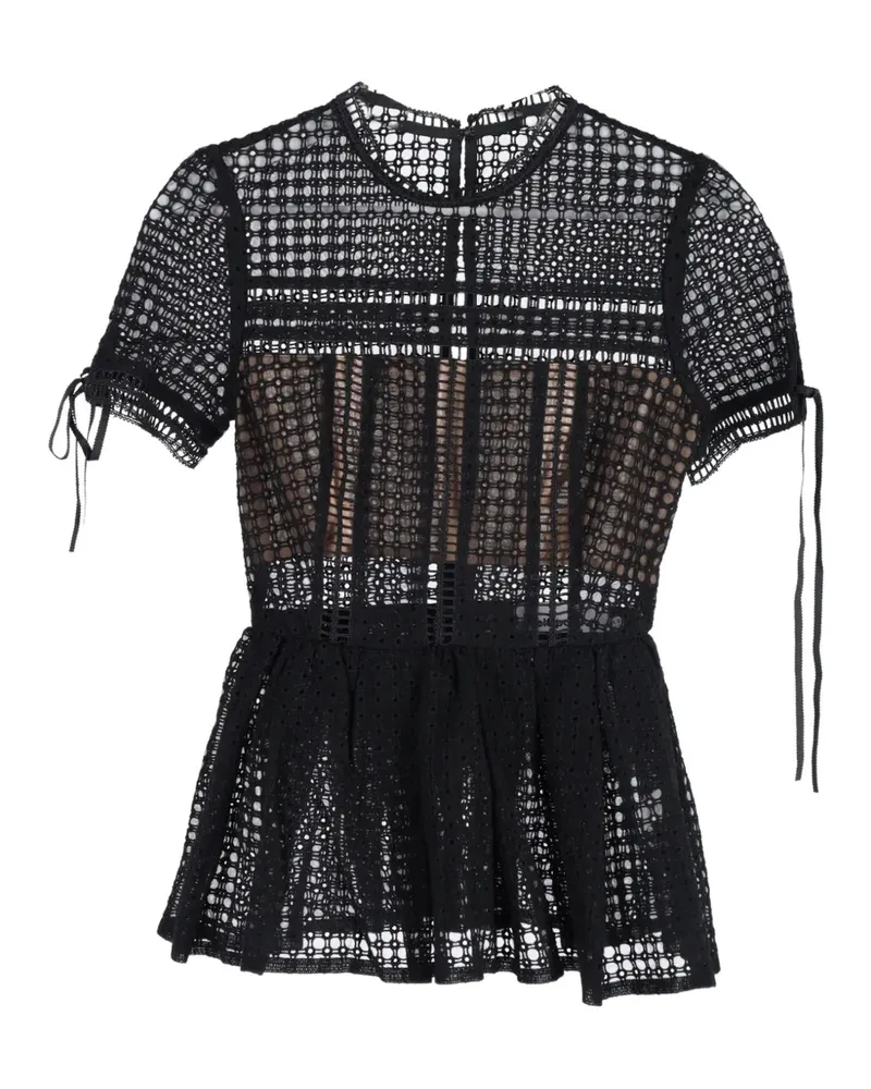 Self-Portrait Guipure lace peplum blouse - Schwarz Schwarz