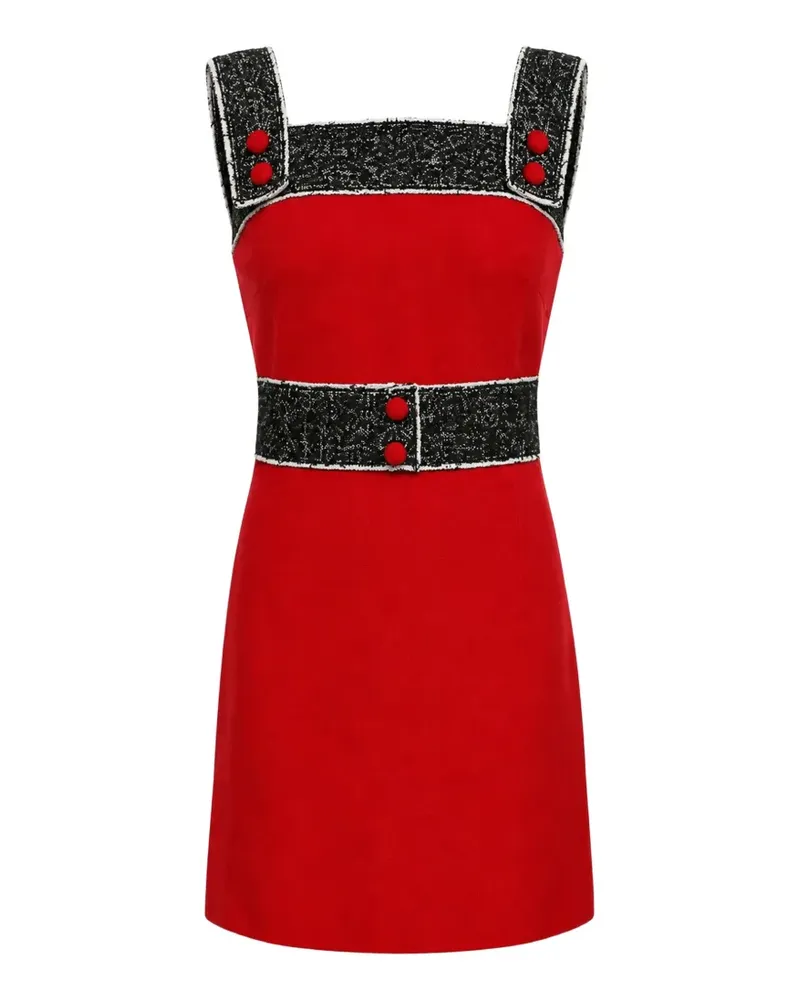 Dolce & Gabbana Kleid in A-Linie mit Tweed-Besatz - Rot Rot