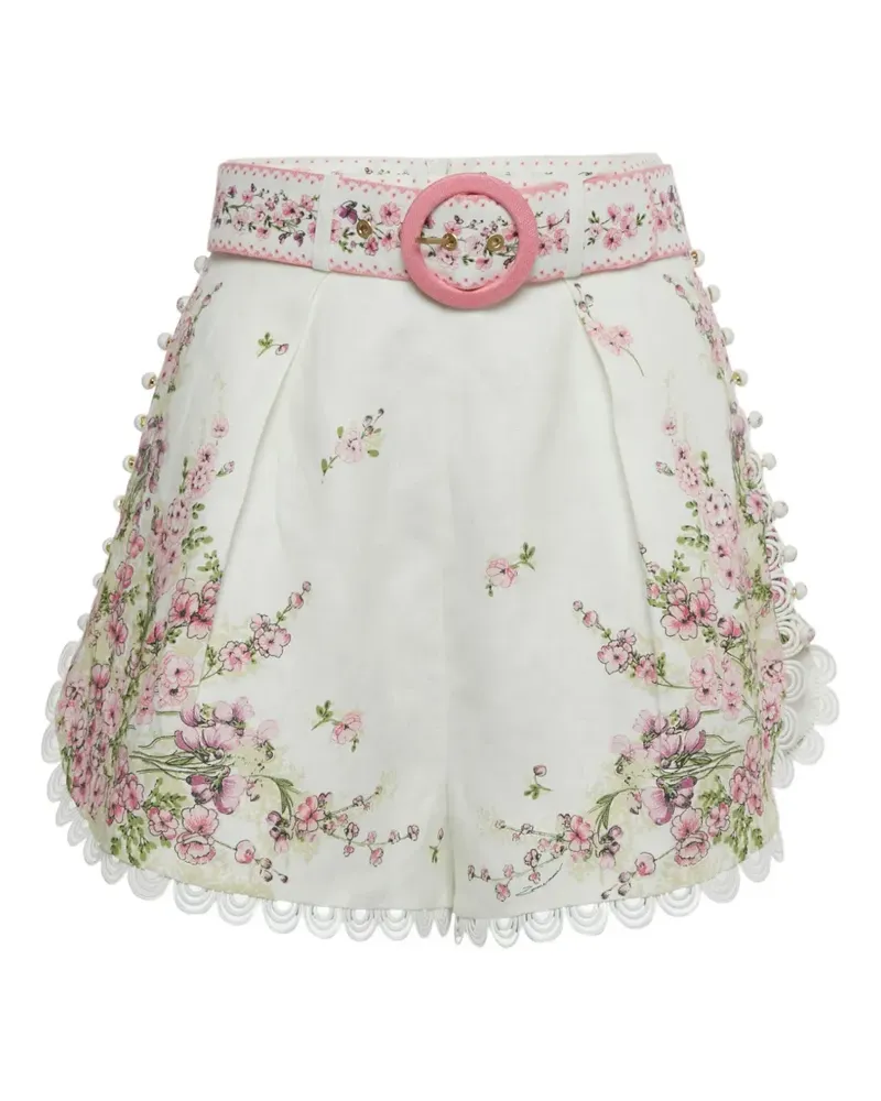 Zimmermann linen floral-print shorts - Weiß Weiß