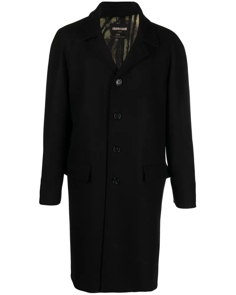 Roberto Cavalli Langer Mantel - Schwarz Schwarz
