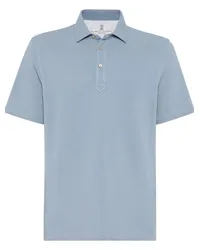 Brunello Cucinelli Poloshirt aus Baumwoll-Pikee Blau