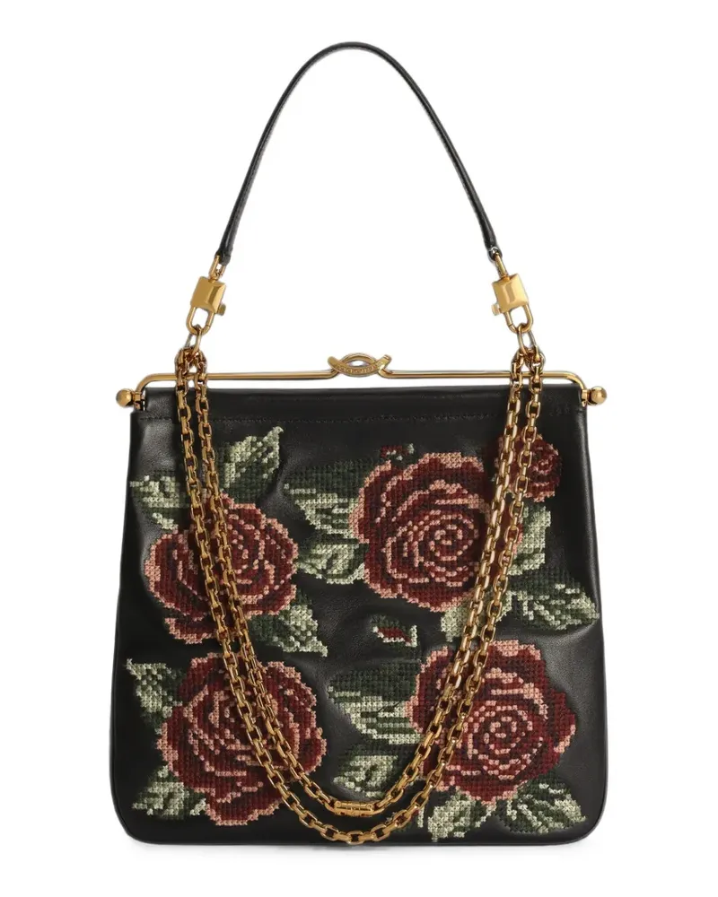 Dolce & Gabbana Dina Umhängetasche mit feiner Stickerei - Schwarz Schwarz