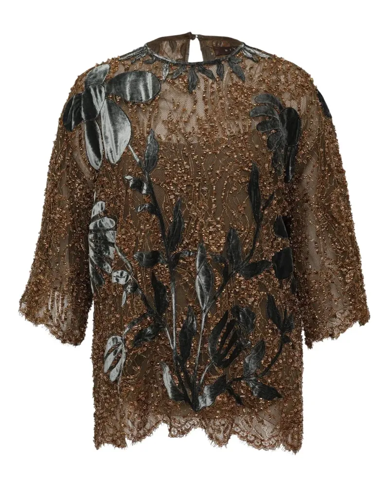 Biyan flower-embellishment blouse - Braun Braun