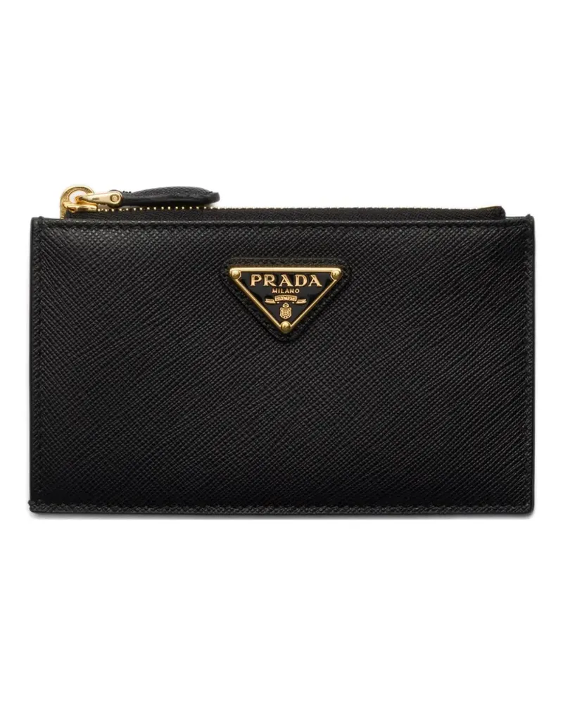 Prada Saffiano-Kartenetui mit Print - Schwarz Schwarz