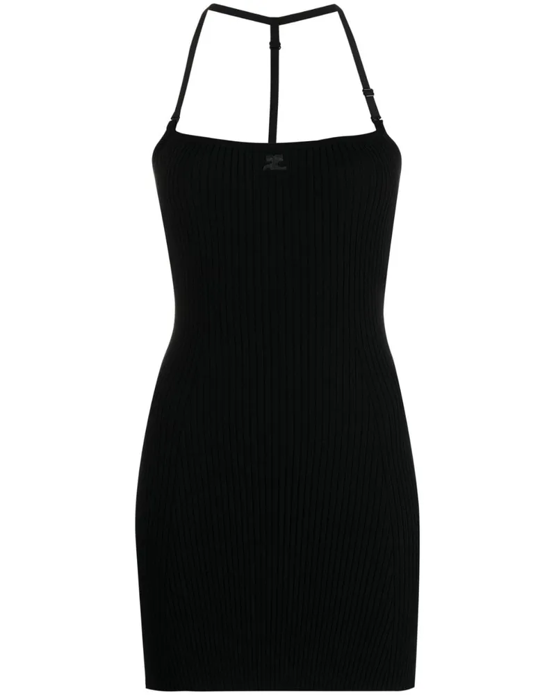 Courrèges Geripptes Strickkleid - Schwarz Schwarz