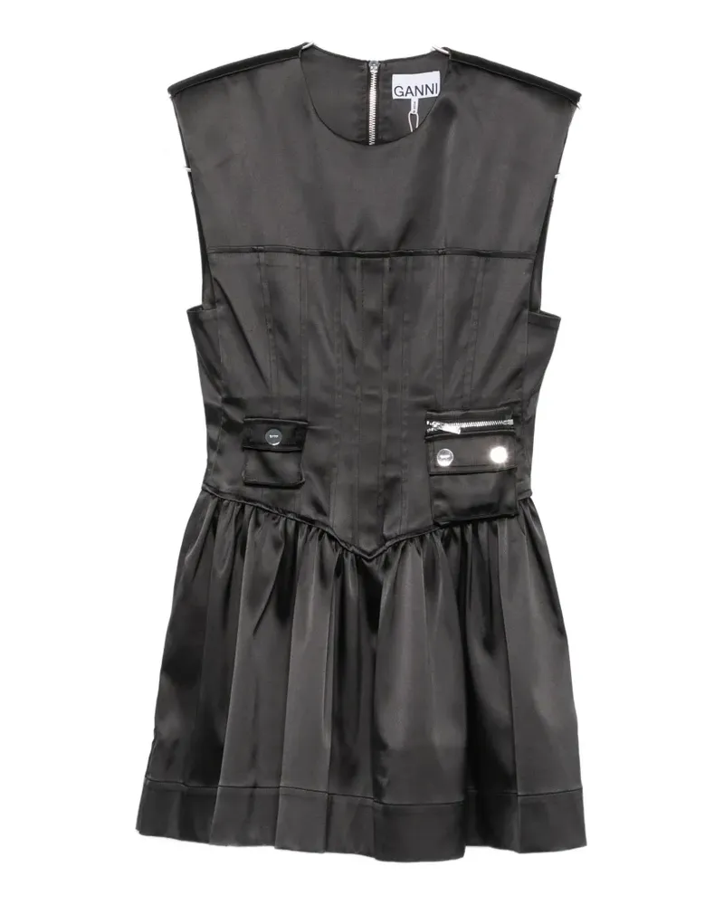 Ganni corset-style mini dress - Schwarz Schwarz