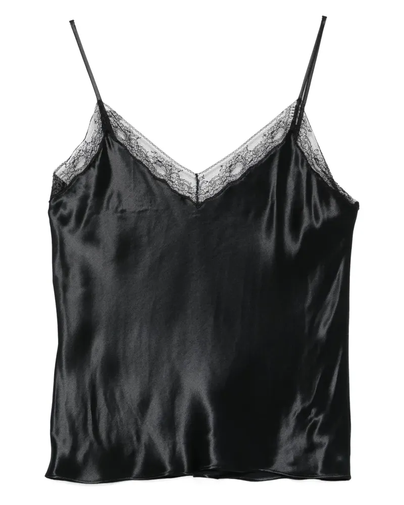 Alberta Ferretti Satintop mit Spitzeneinsätzen - Schwarz Schwarz