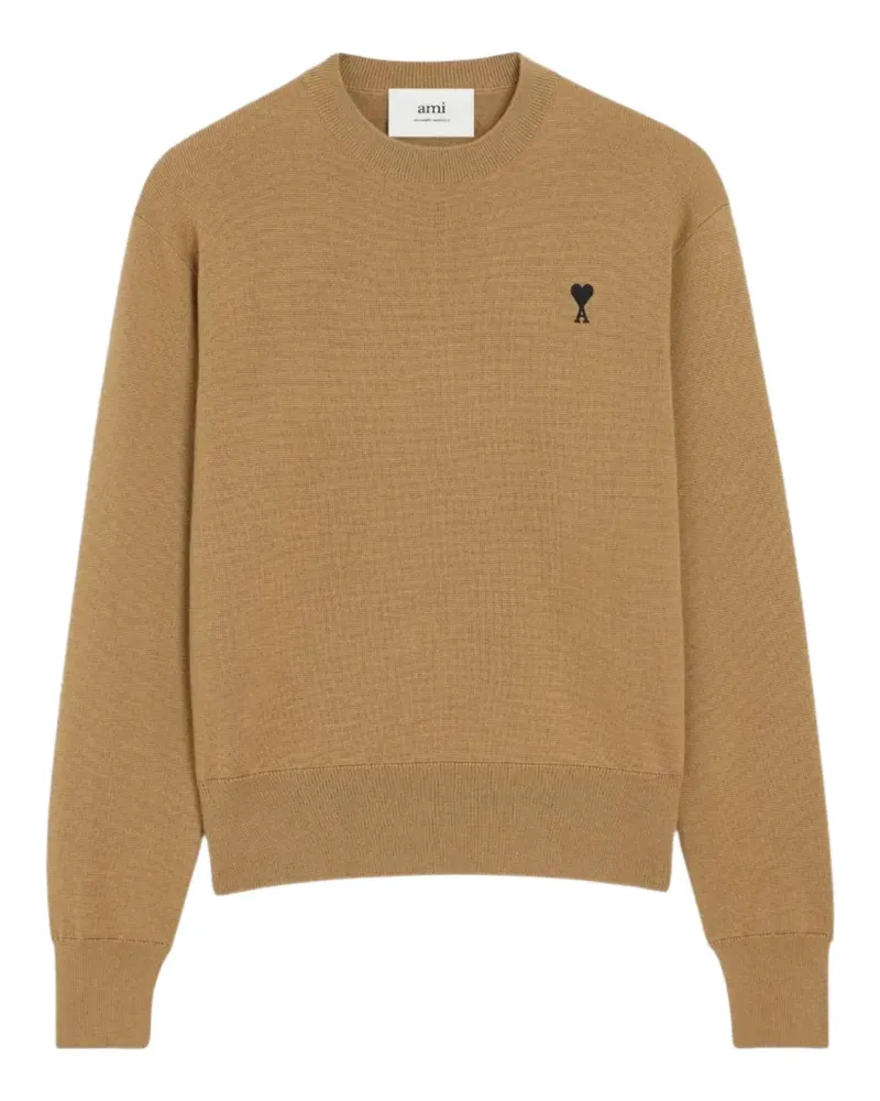 AMI Paris Rundhalspullover mit Logo - Braun Braun