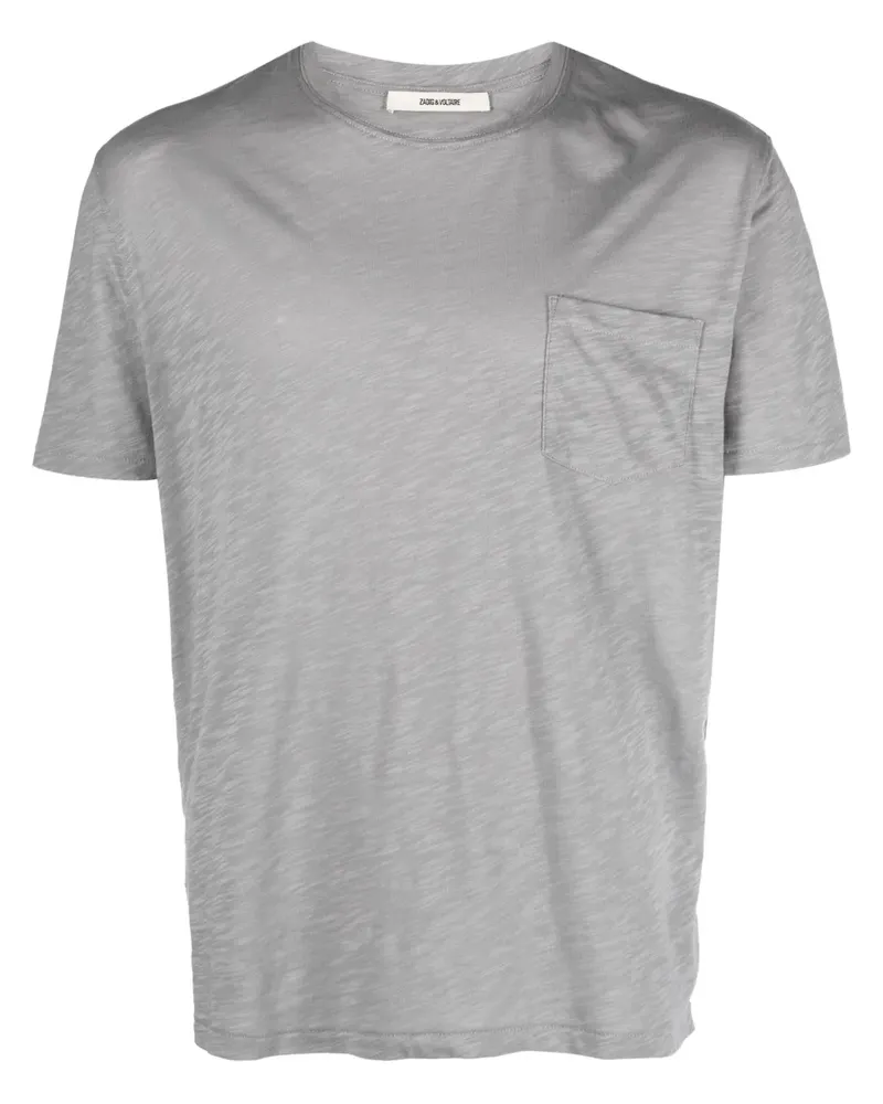 Zadig & Voltaire Stockholm T-Shirt mit beflocktem Totenkopf - Grau Grau