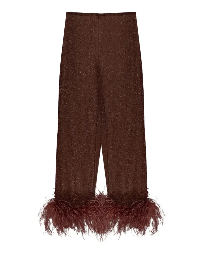 Oséree Hose mit Federbesatz - Braun Braun