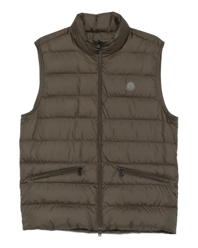 Moncler Gesteppte Weste mit Logo-Patch - Grün Grün