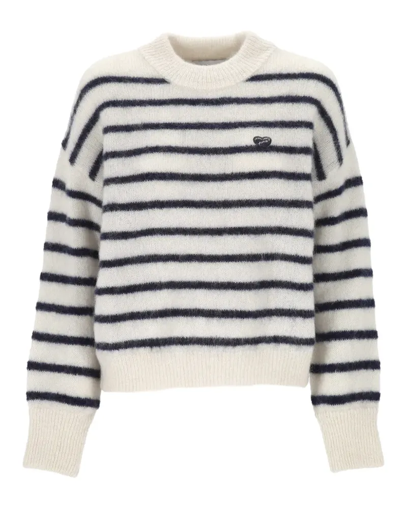 Maison Labiche Honnorat heart-patch striped sweater - Weiß Weiß