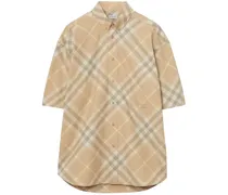 Kariertes Button-down-Hemd - Nude