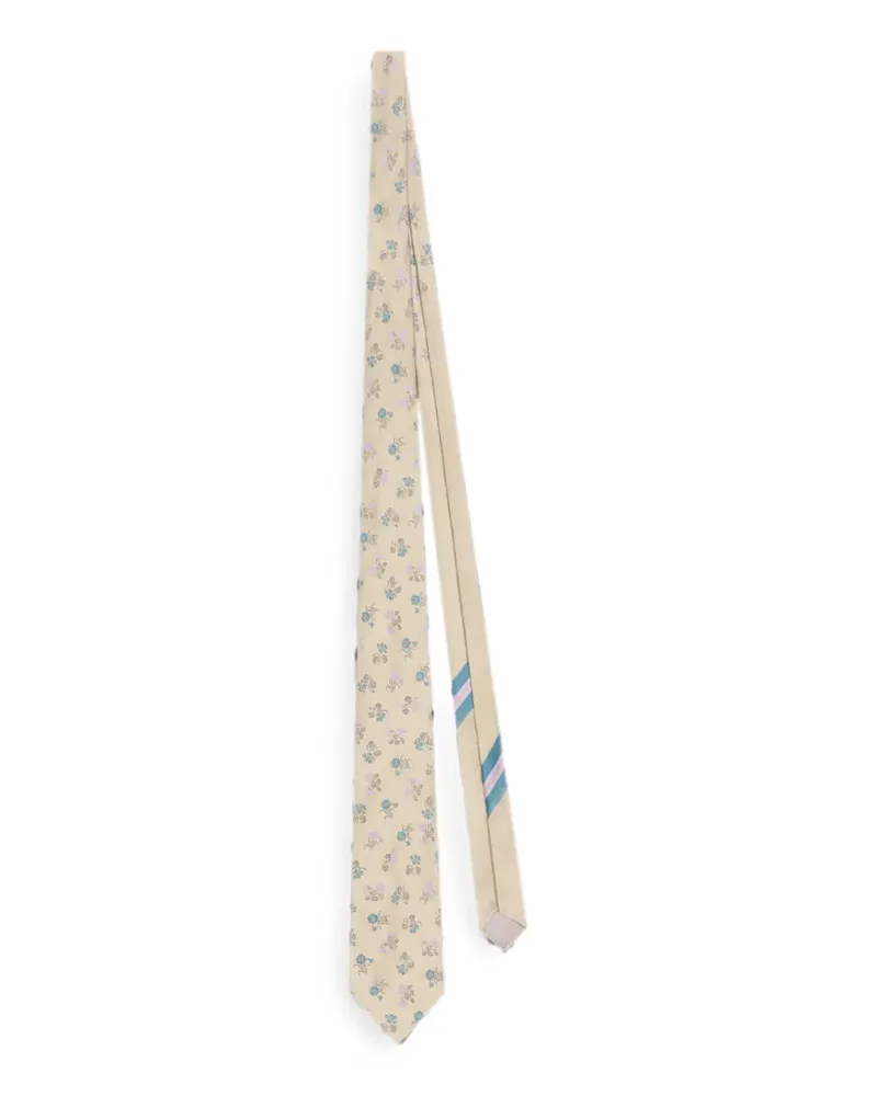 Dries van Noten Seidenkrawatte mit Print - Nude Nude