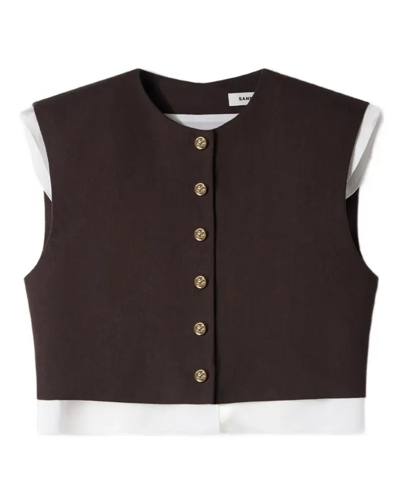 Sandro Cropped-Top mit Layering-Detail - Braun Braun