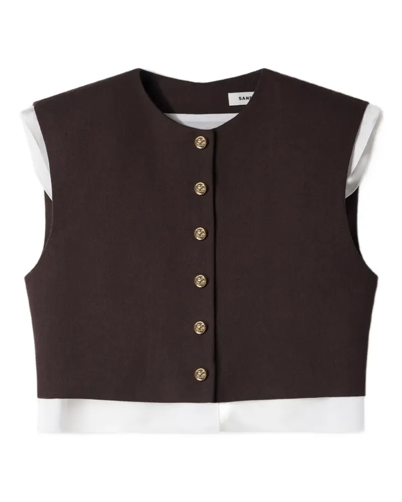 Sandro Cropped-Top mit Layering-Detail - Braun Braun