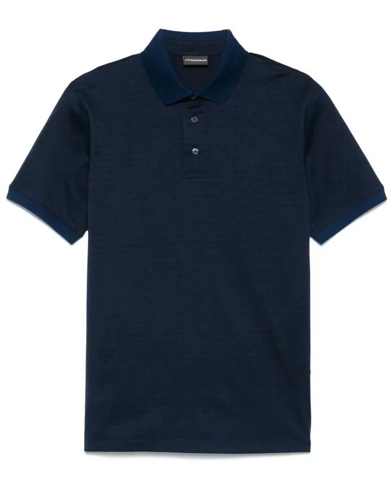 Emporio Armani Jersey-Poloshirt mit Jacquard-Schriftzug - Blau Blau