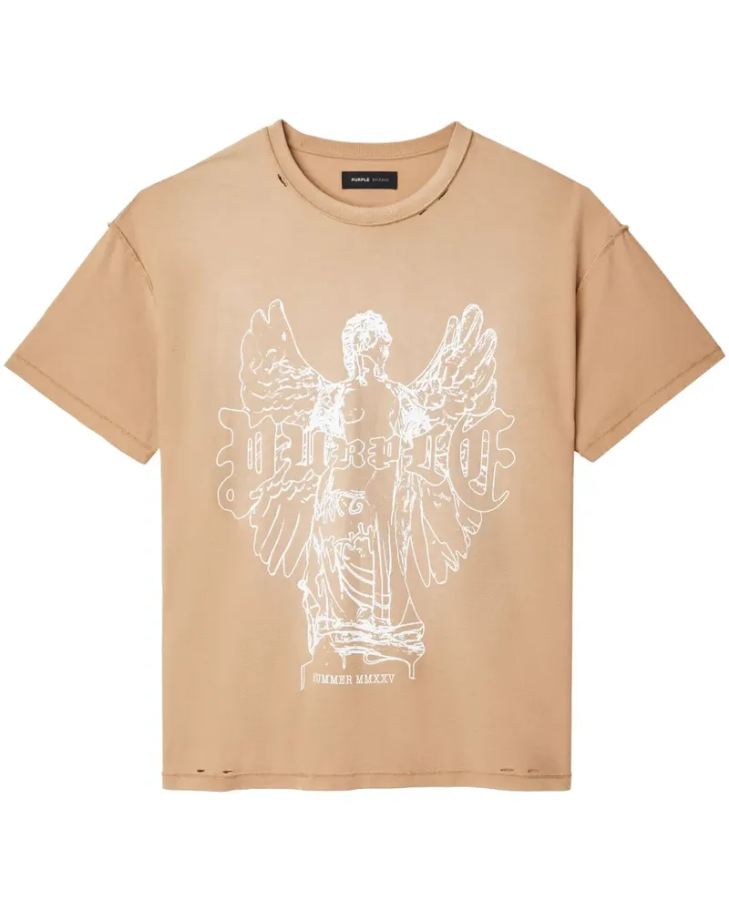 PURPLE BRAND T-Shirt mit Logo-Print - Nude Nude