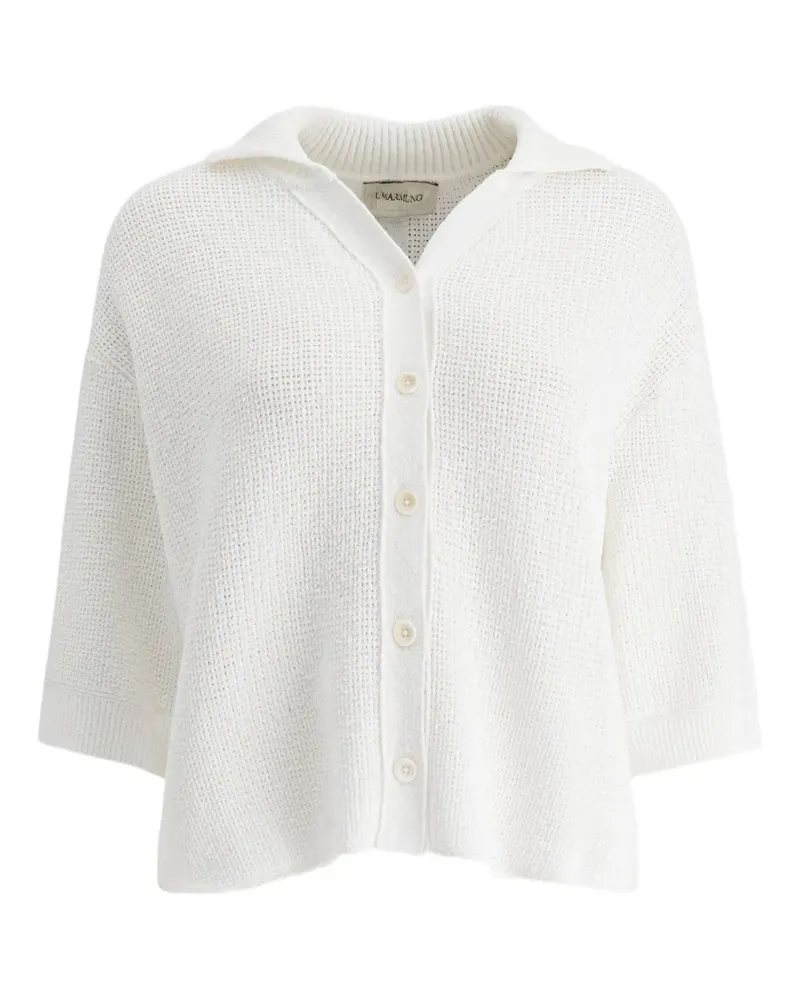 Giorgio Armani Cardigan mit Waffelstrick-Muster - Weiß Weiß